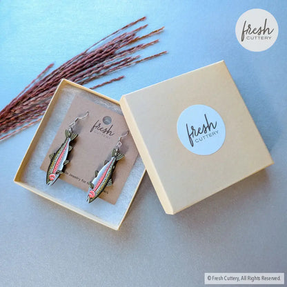 Rainbow Trout Earrings Dangle and Drop Earrings