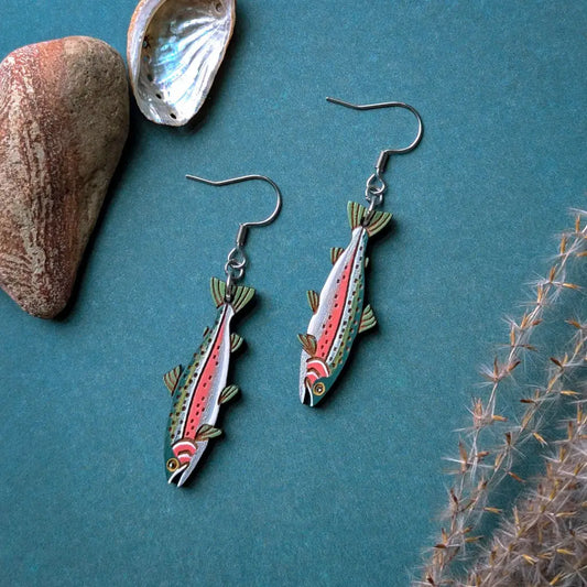 Rainbow Trout Earrings Dangle and Drop Earrings