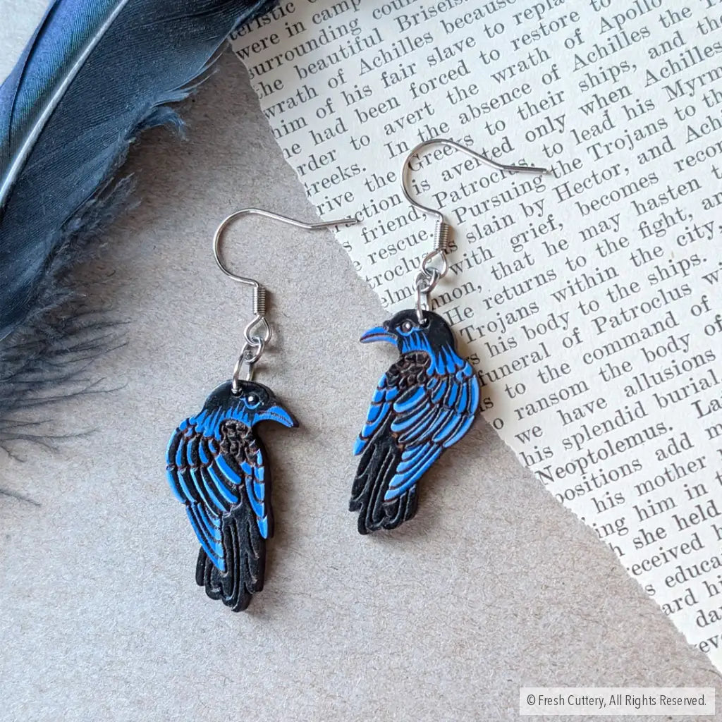 Raven Earrings Dangle and Drop Earrings
