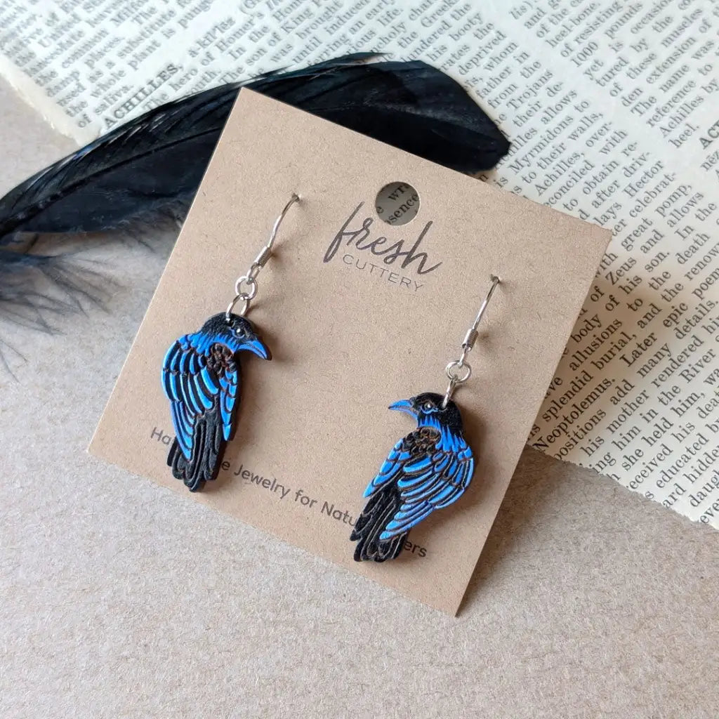 Raven Earrings Dangle and Drop Earrings