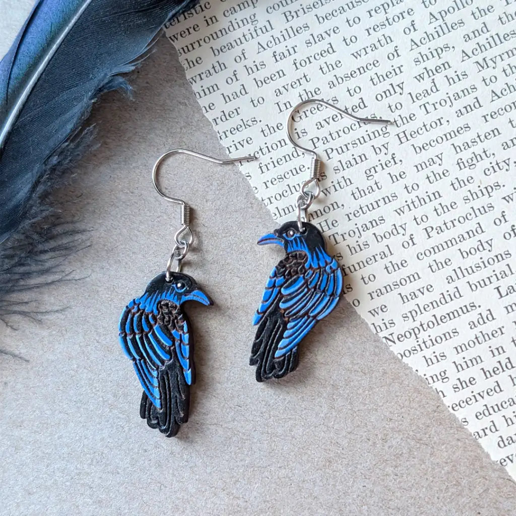 Raven Earrings Dangle and Drop Earrings