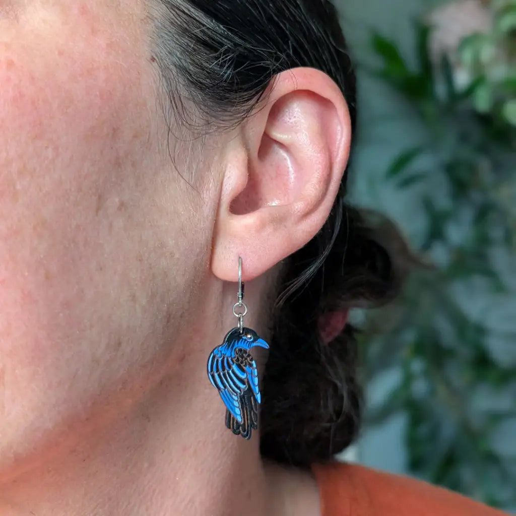 Raven Earrings Dangle and Drop Earrings