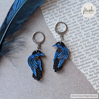 Raven Earrings Silver Leverbacks Dangle and Drop Earrings