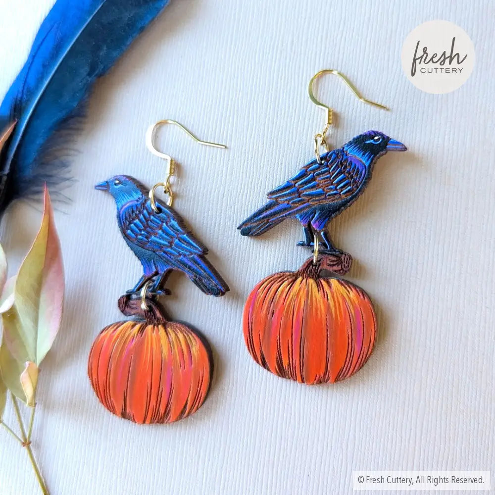 Raven Pumpkin Earrings Dangle And Drop