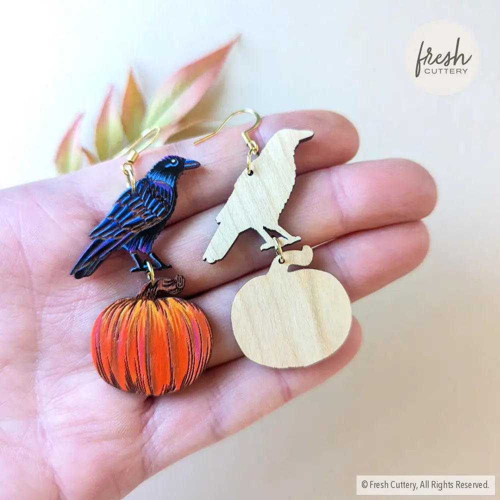 Raven Pumpkin Earrings Dangle And Drop