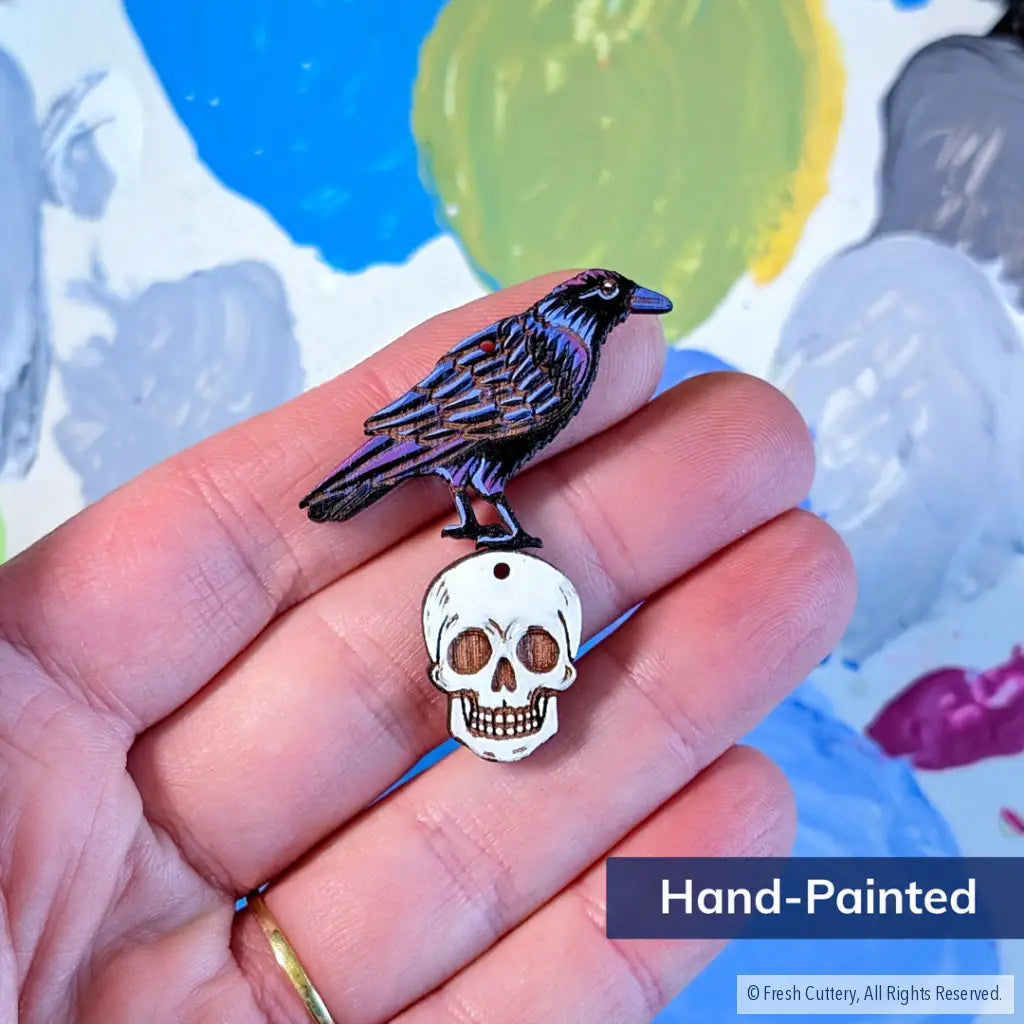 Raven Skull Earrings - Dangle and Drop Earrings