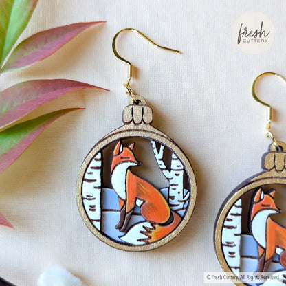 Red Fox Christmas Ornament Earrings Dangle And Drop