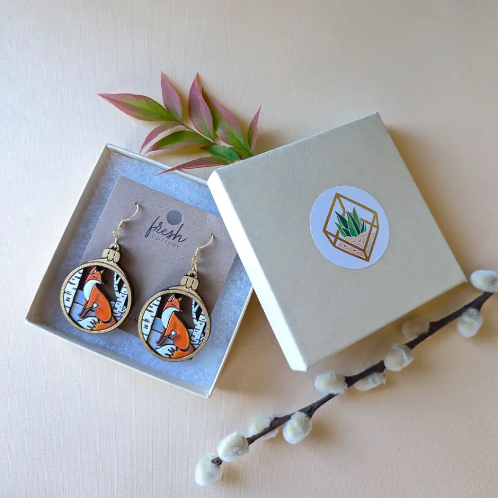 Red Fox Christmas Ornament Earrings Dangle And Drop