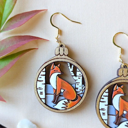 Red Fox Christmas Ornament Earrings Dangle And Drop