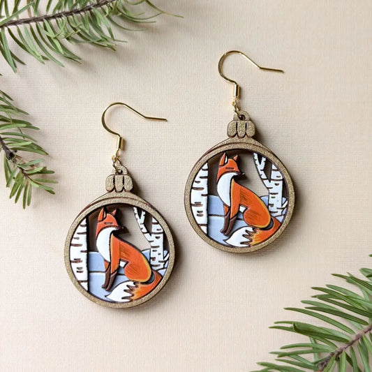 Red Fox Christmas Ornament Earrings Dangle And Drop