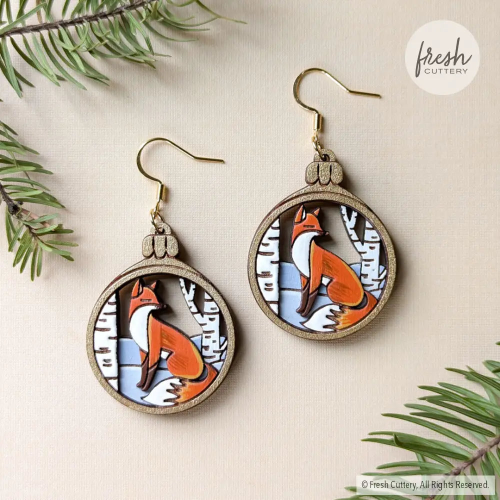 Red Fox Christmas Ornament Earrings Dangle And Drop