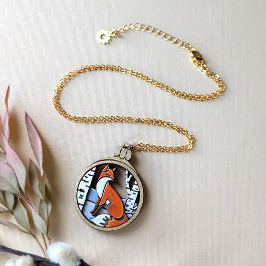 Red Fox Christmas Ornament Necklace Necklaces