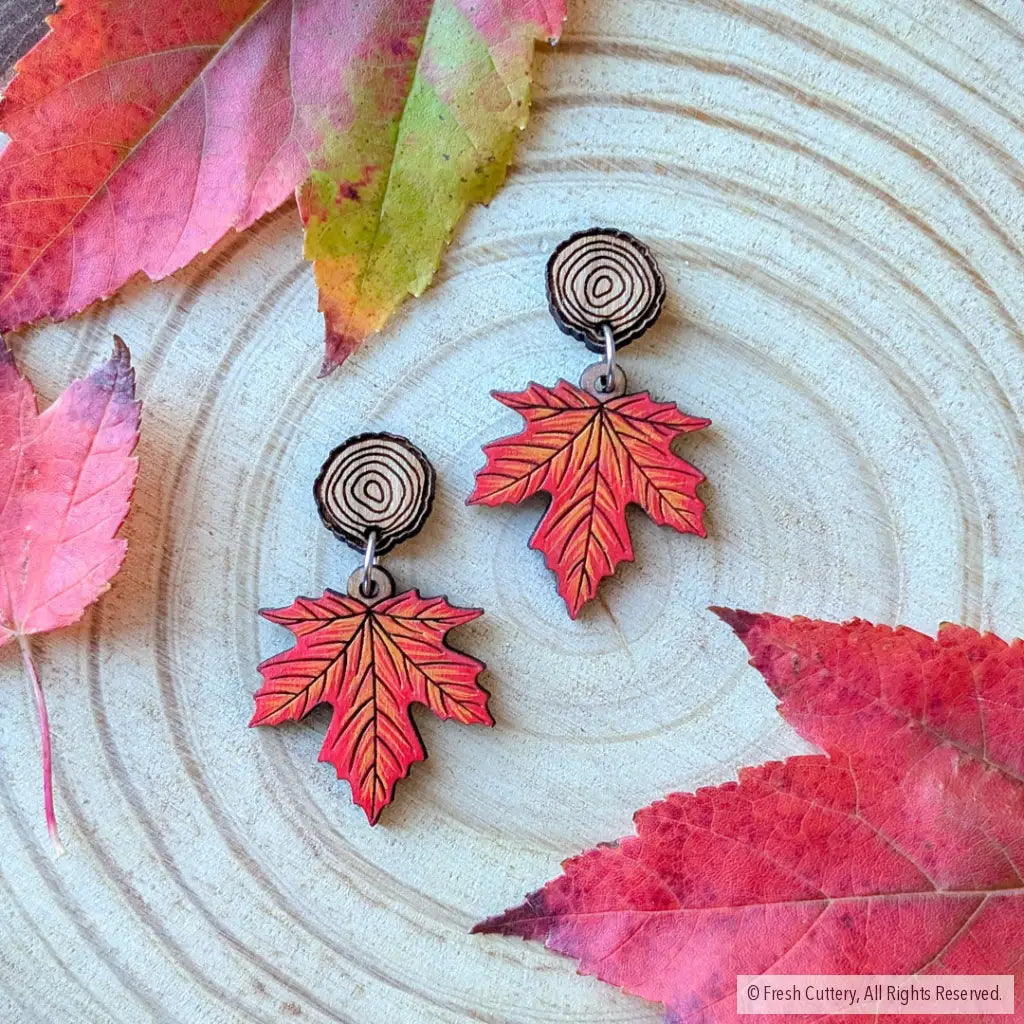 Red Maple Leaf Earrings - Dangle and Drop Earrings