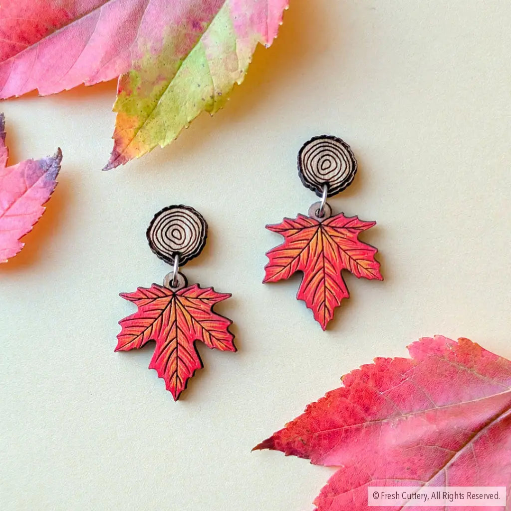 Red Maple Leaf Earrings - Dangle and Drop Earrings