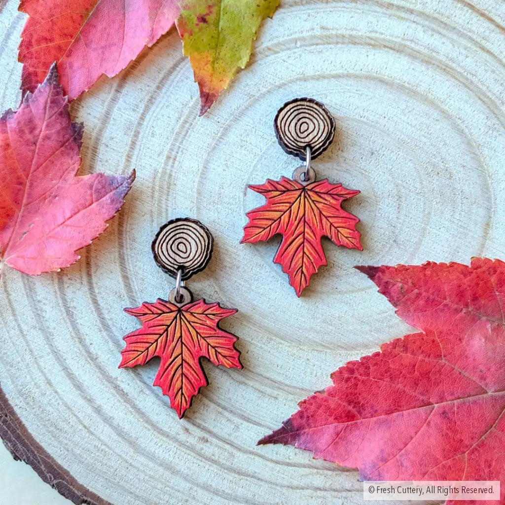Red Maple Leaf Earrings - Dangle and Drop Earrings