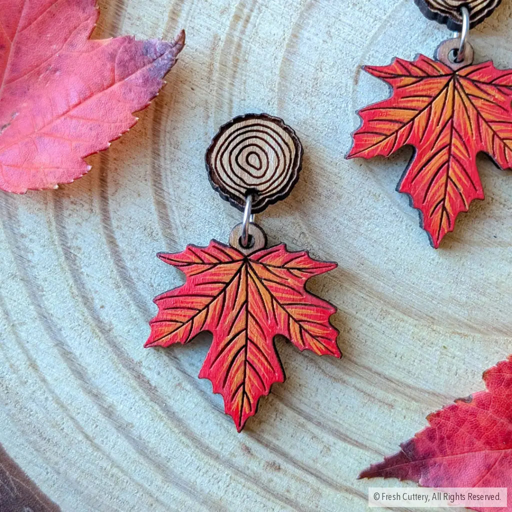 Red Maple Leaf Earrings - Dangle and Drop Earrings