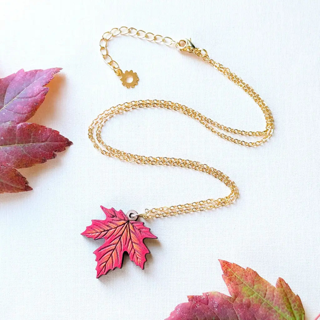 Red Maple Leaf Necklace Gold Chain Necklaces