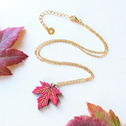 Red Maple Leaf Necklace Gold Chain Necklaces