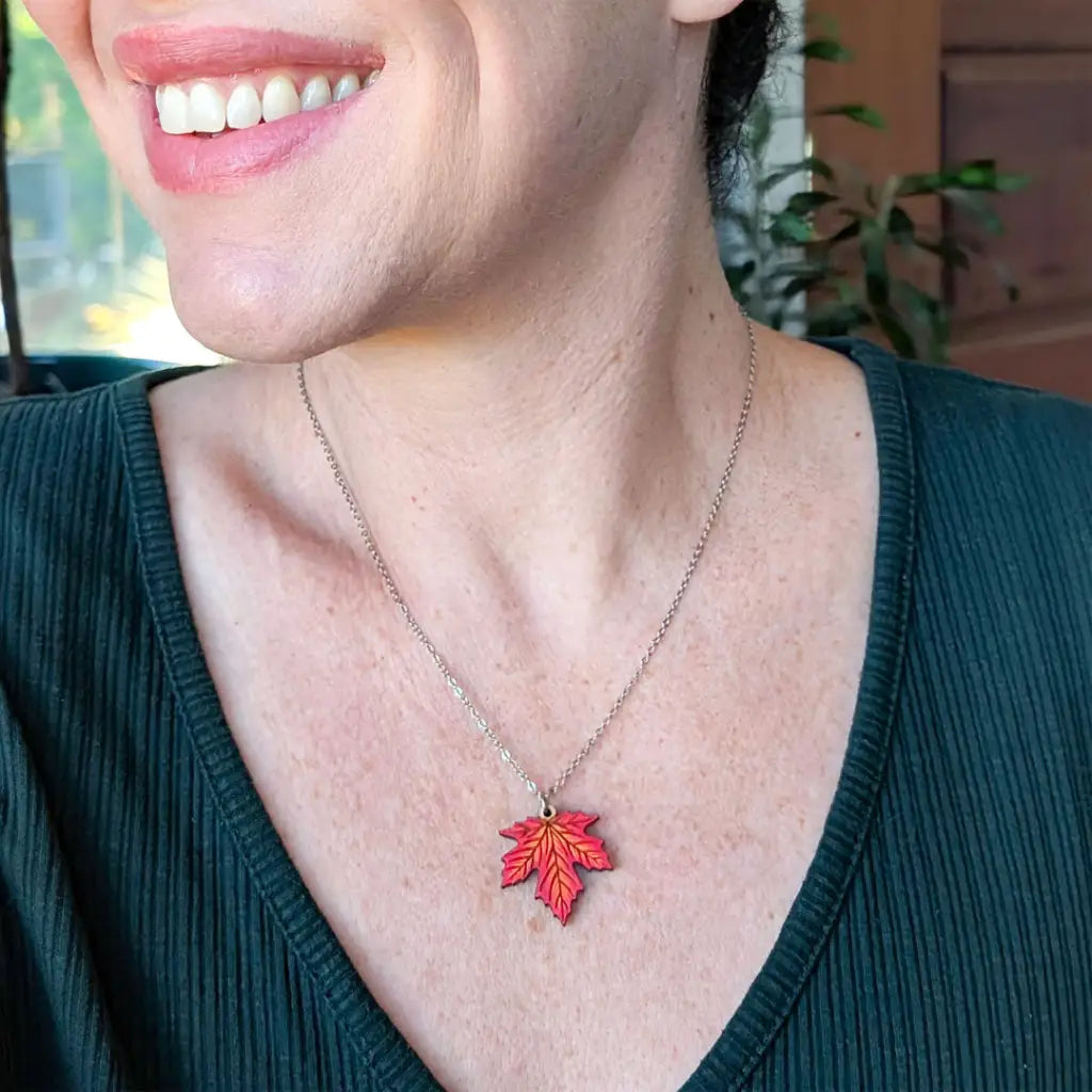 Red Maple Leaf Necklace Necklaces