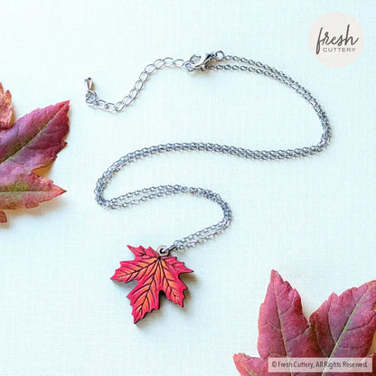 Red Maple Leaf Necklace Silver Chain Necklaces