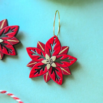 Poinsettia Earrings Dangle And Drop