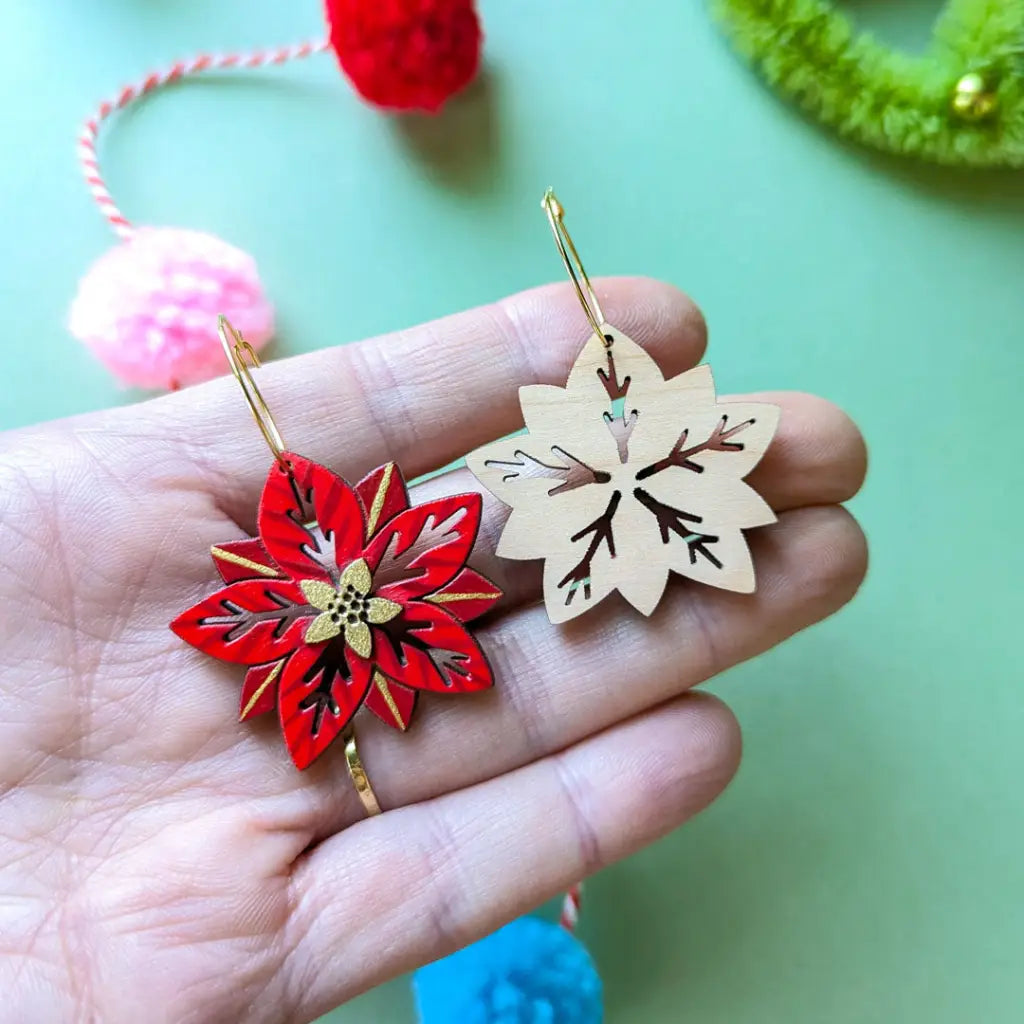 Poinsettia Earrings Dangle And Drop
