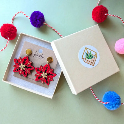 Poinsettia Earrings Dangle And Drop