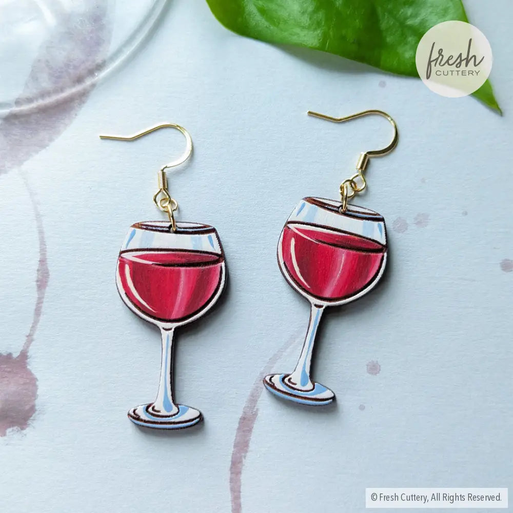 Red Wine Earrings Gold Ear Wires Dangle And Drop