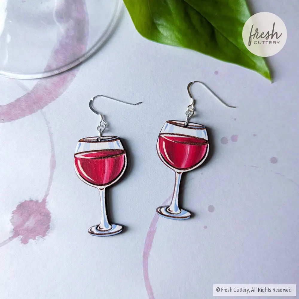 Red Wine Earrings Sterling Ear Wires Dangle And Drop