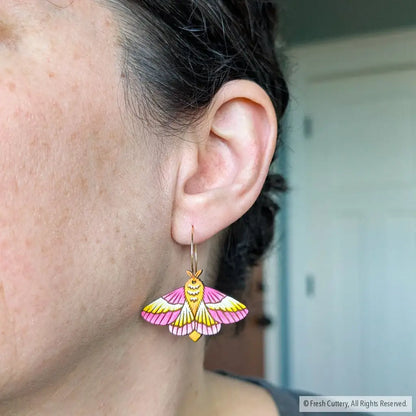 Rosy Maple Moth Earrings Dangle and Drop Earrings