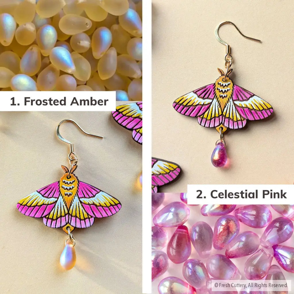 Rosy Maple Moth Earrings - Dangle and Drop Earrings