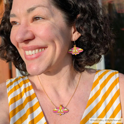 Rosy Maple Moth Necklace Necklaces