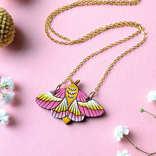 Rosy Maple Moth Necklace Necklaces