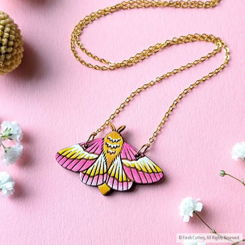 Rosy Maple Moth Necklace Necklaces