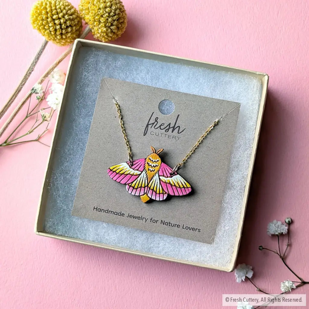 Rosy Maple Moth Necklace Necklaces