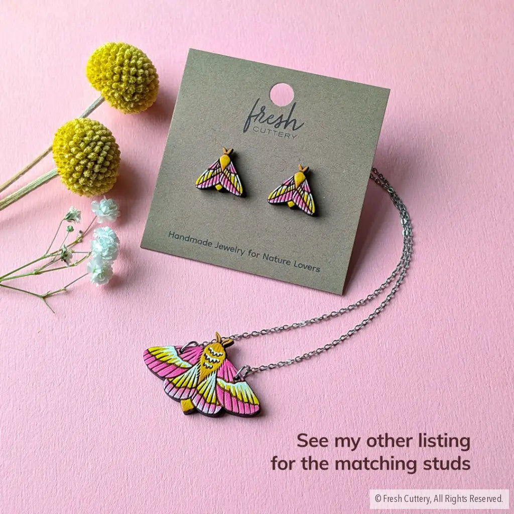 Rosy Maple Moth Necklace Necklaces