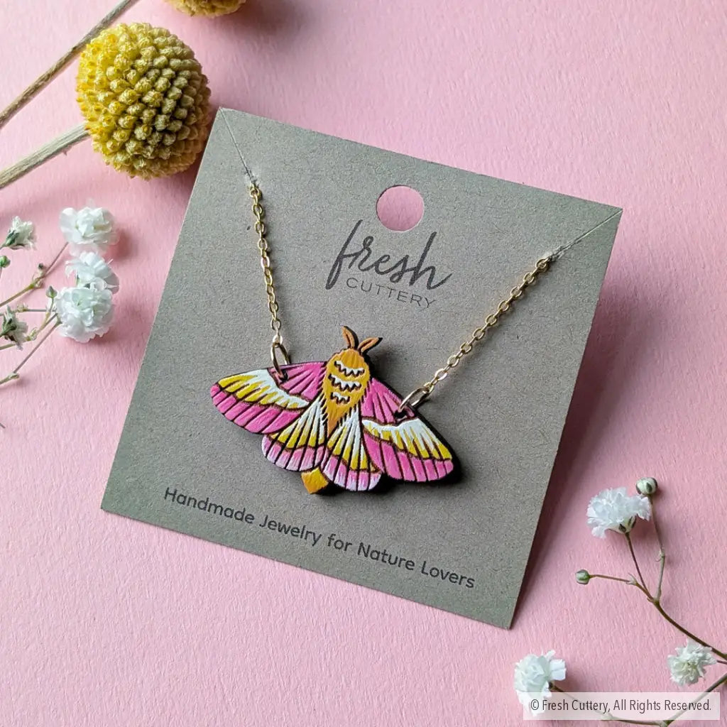 Rosy Maple Moth Necklace Necklaces