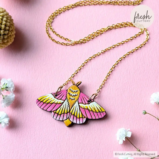 Rosy Maple Moth Necklace Necklaces
