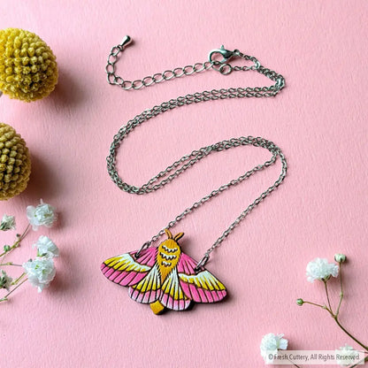 Rosy Maple Moth Necklace Silver Necklaces