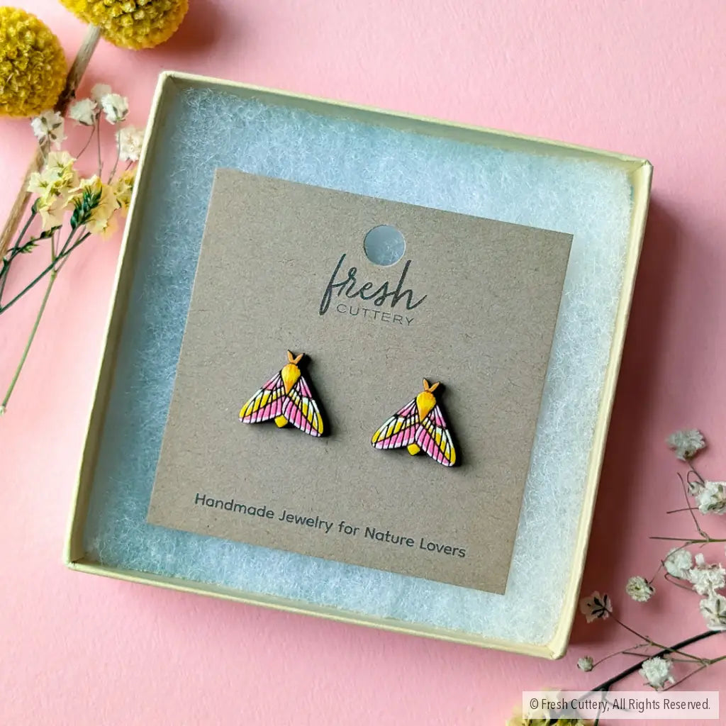 Rosy Maple Moth Studs Studs