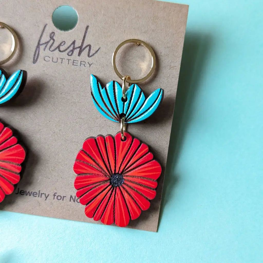 Scandinavian Poppy Earrings Dangle And Drop