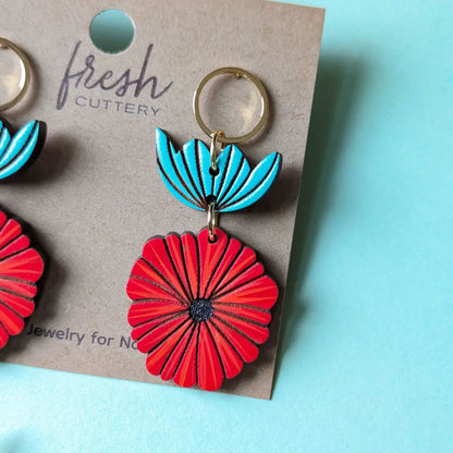 Scandinavian Poppy Earrings Dangle And Drop