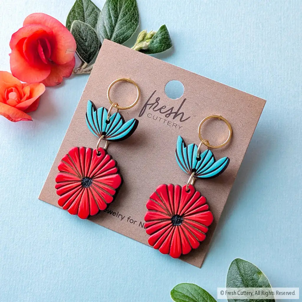 Scandinavian Poppy Earrings - Dangle and Drop Earrings