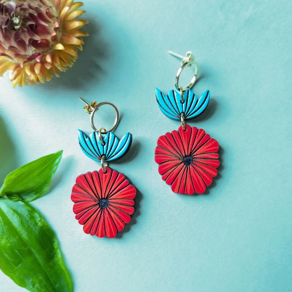 Scandinavian Poppy Earrings Dangle And Drop