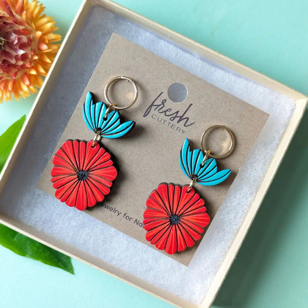 Scandinavian Poppy Earrings Dangle And Drop