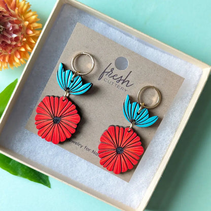 Scandinavian Poppy Earrings Dangle And Drop