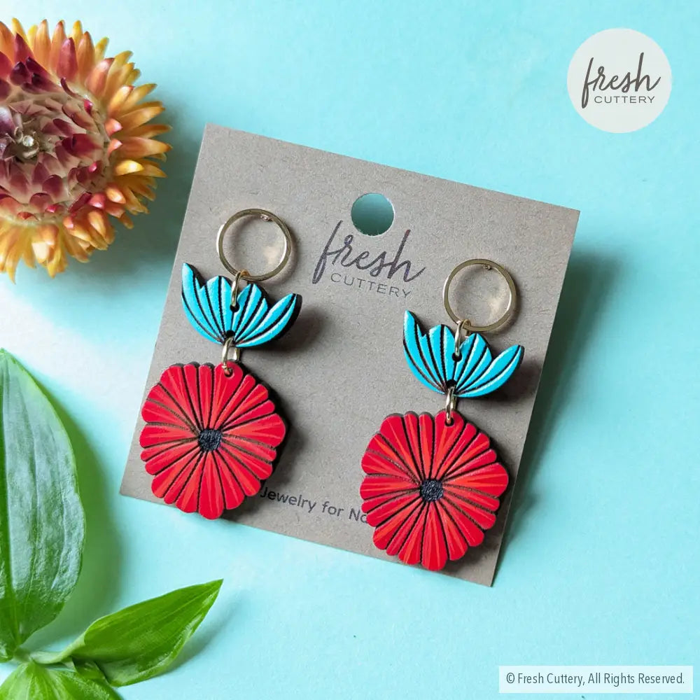 Scandinavian Poppy Earrings Dangle And Drop