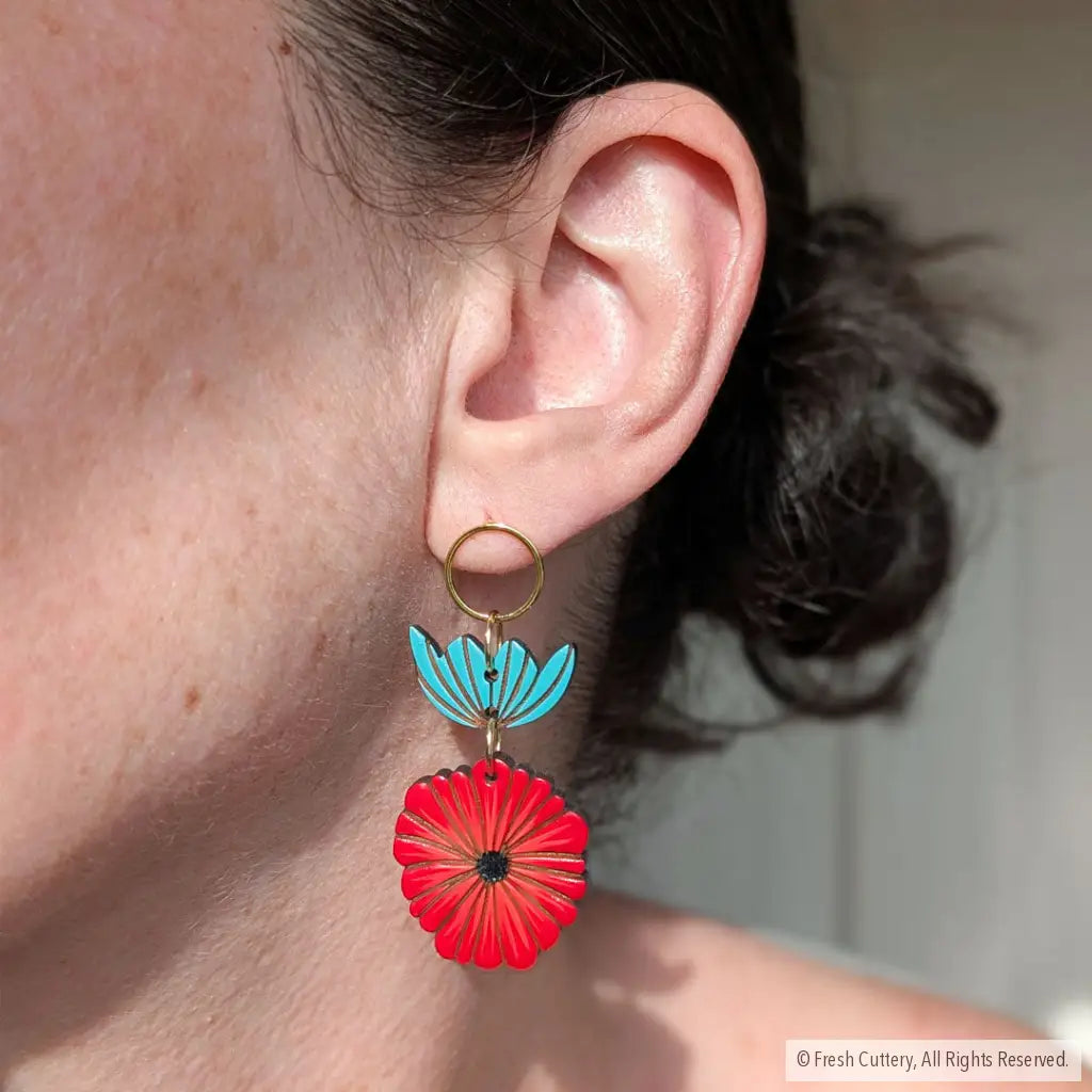 Scandinavian Poppy Earrings - Dangle and Drop Earrings