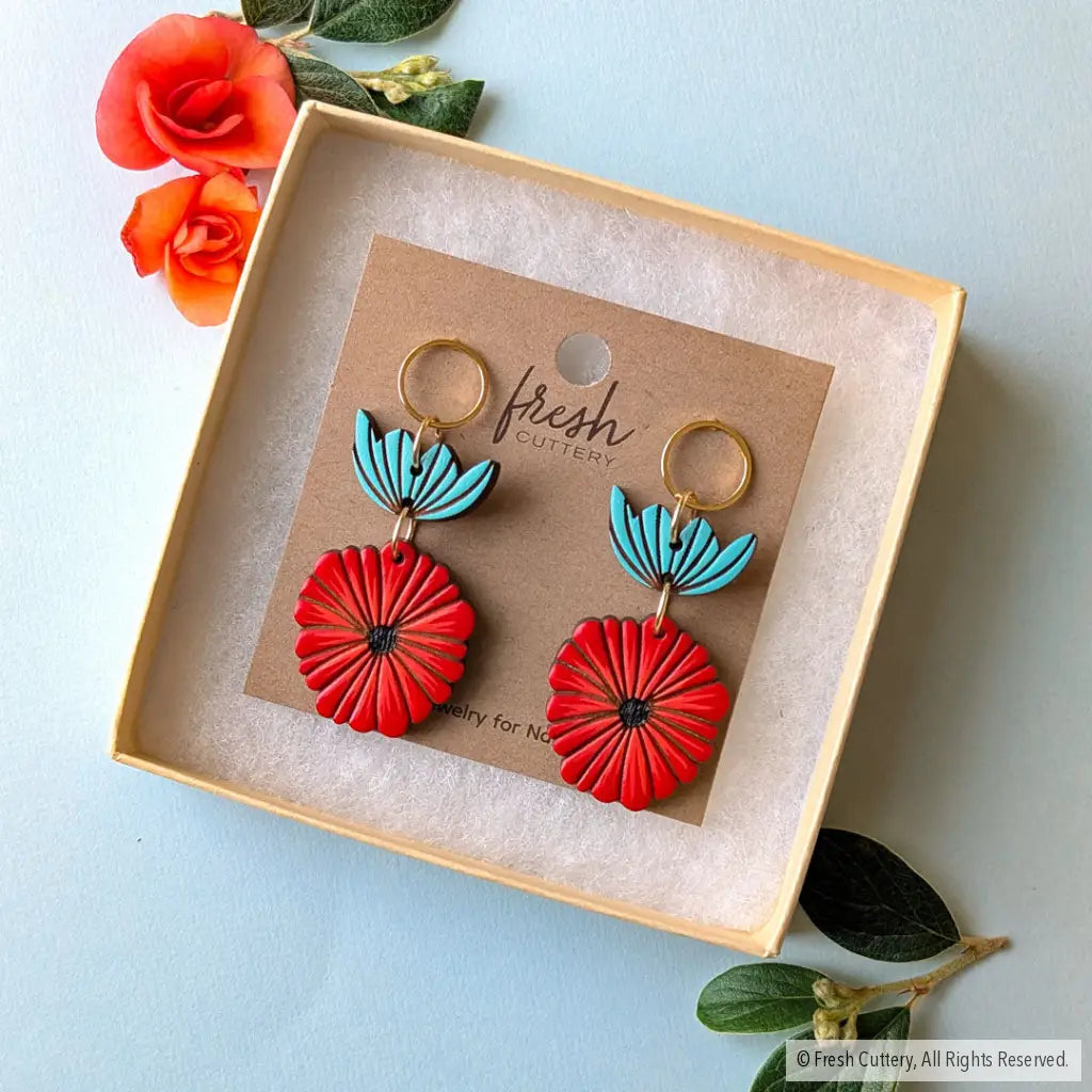Scandinavian Poppy Earrings - Dangle and Drop Earrings