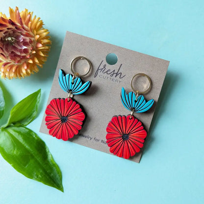 Scandinavian Poppy Earrings Dangle And Drop
